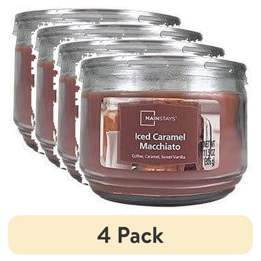 4 Pack Iced Caramel Macchiato Scented 3-Wick Jar Candle