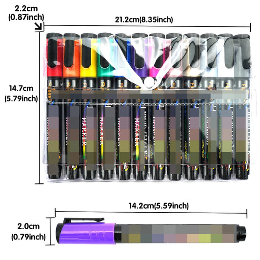 12 Piece Set Liquid Chalk Erasable Marker