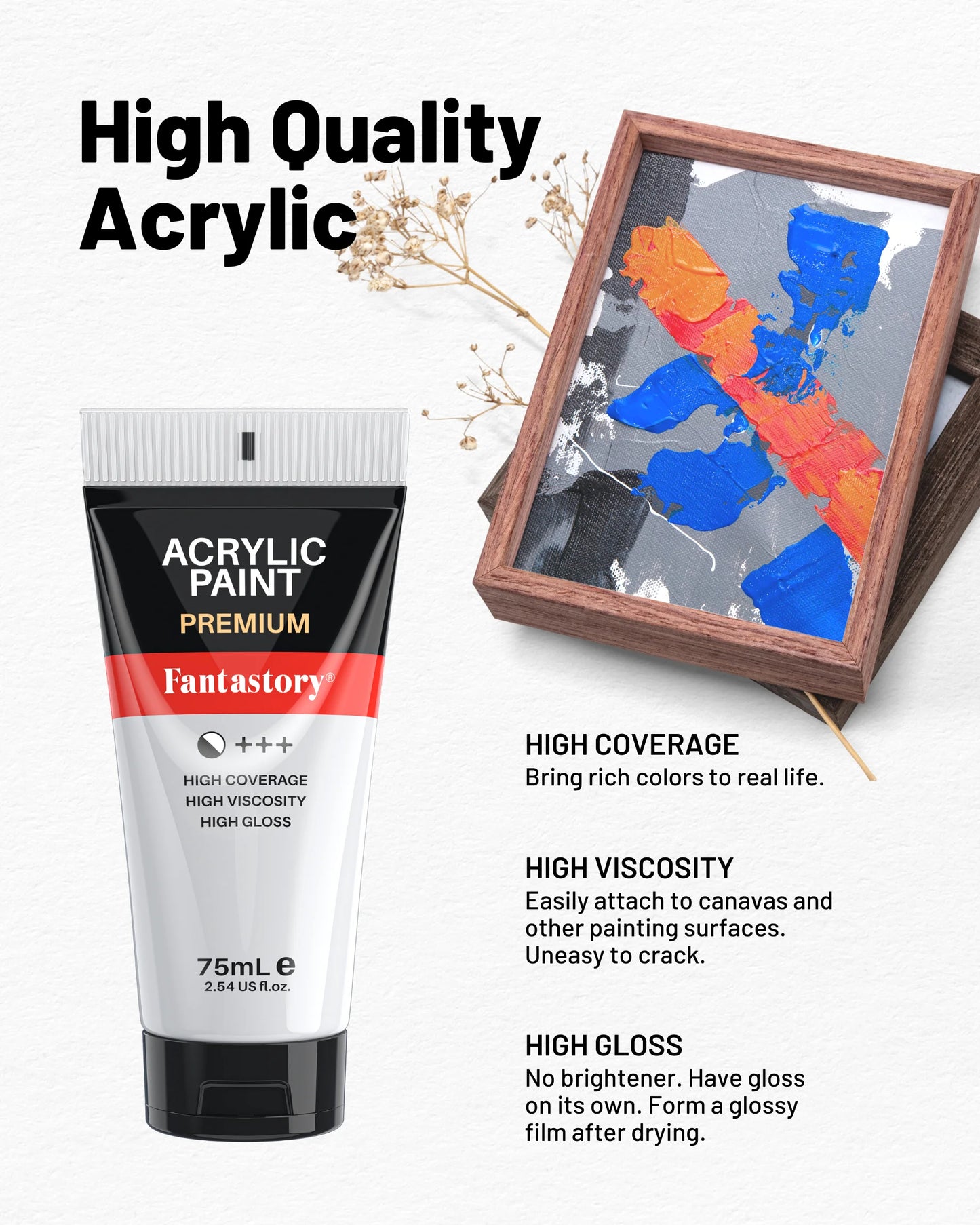 White Acrylic Paints Set, 20 oz, 8 Pack