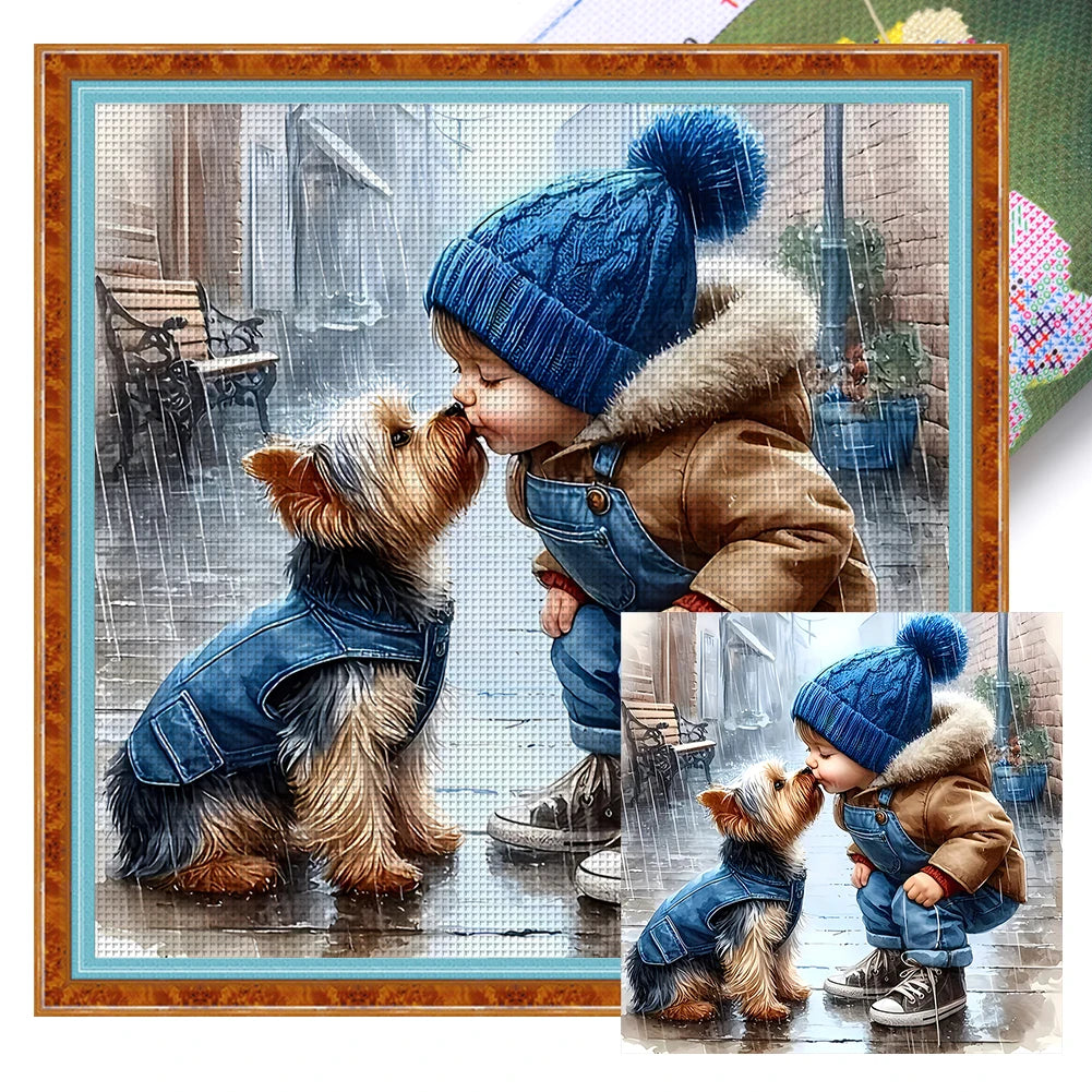 Printed Boy Cross Stitch Kit Art 40x40cm