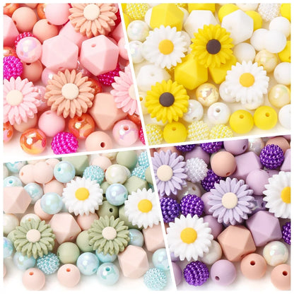 70Pcs Little Daisy Silicone Beads