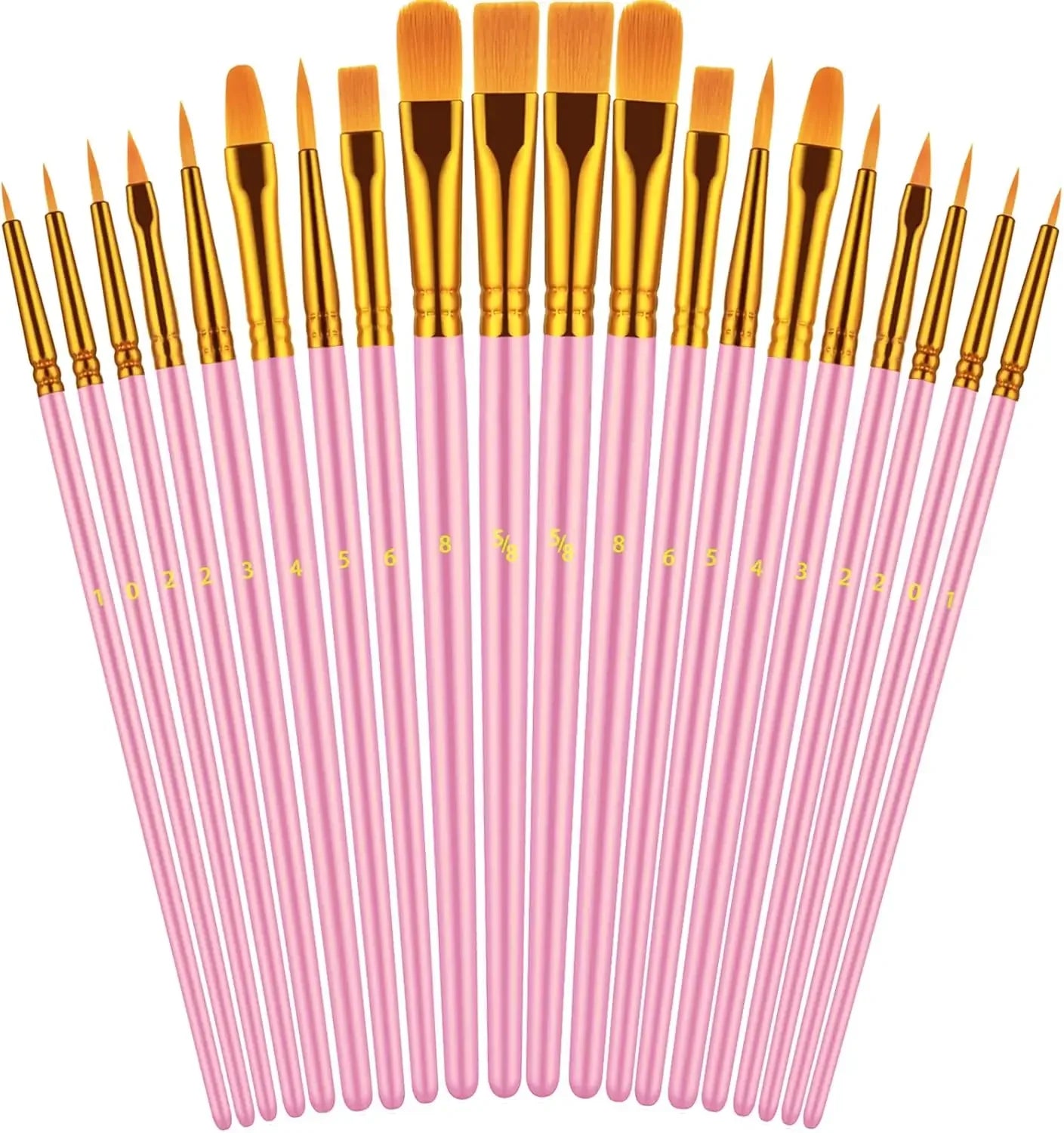 20 Oil Watercolor Acrylic Paint Brushes