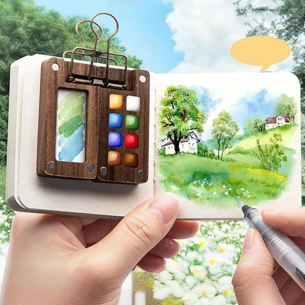 Multi Colors Wooden Grid Paint Box