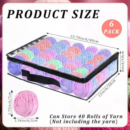 6 Pack Clear Yarn Storage Bags 16x12x4