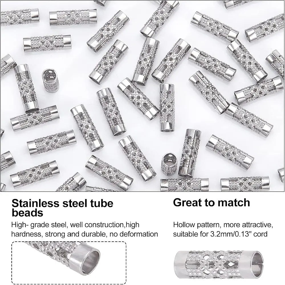 1box Stainless Steel Tube Beads
