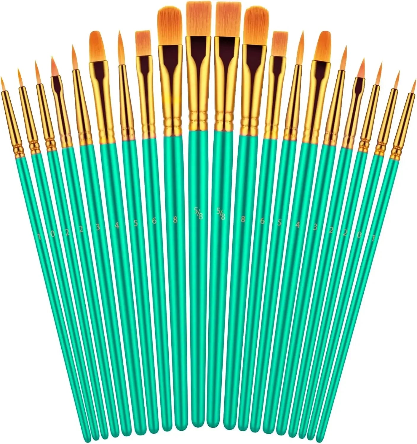 20 Oil Watercolor Acrylic Paint Brushes