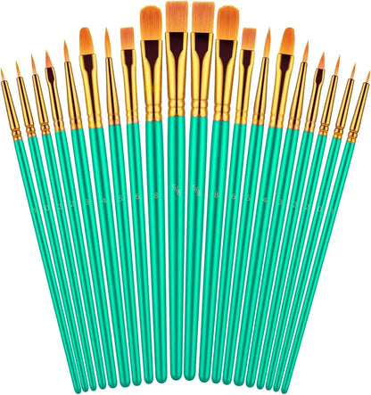 20 Oil Watercolor Acrylic Paint Brushes