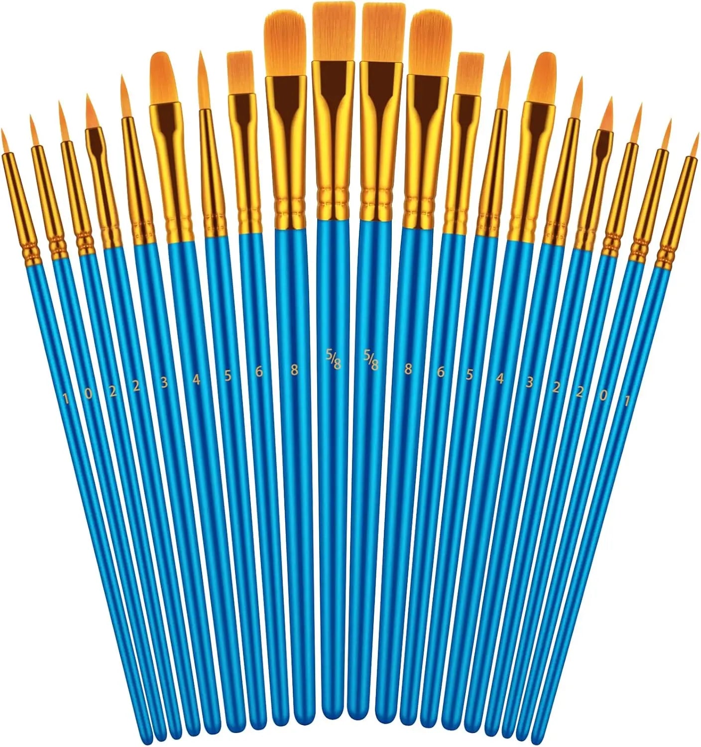 20 Oil Watercolor Acrylic Paint Brushes