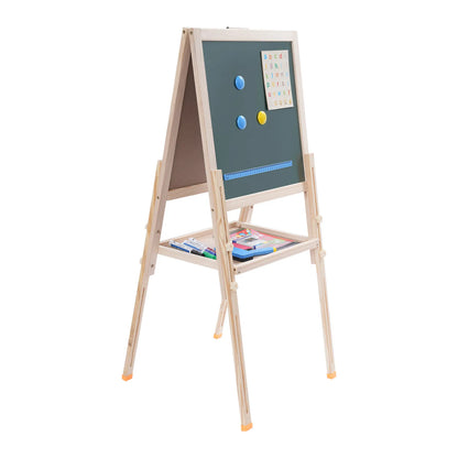 Kids Art Easel Stand Adjustable Wood All-in-One