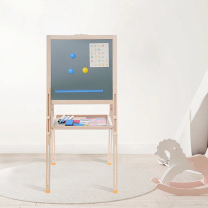 Kids Art Easel Stand Adjustable Wood All-in-One