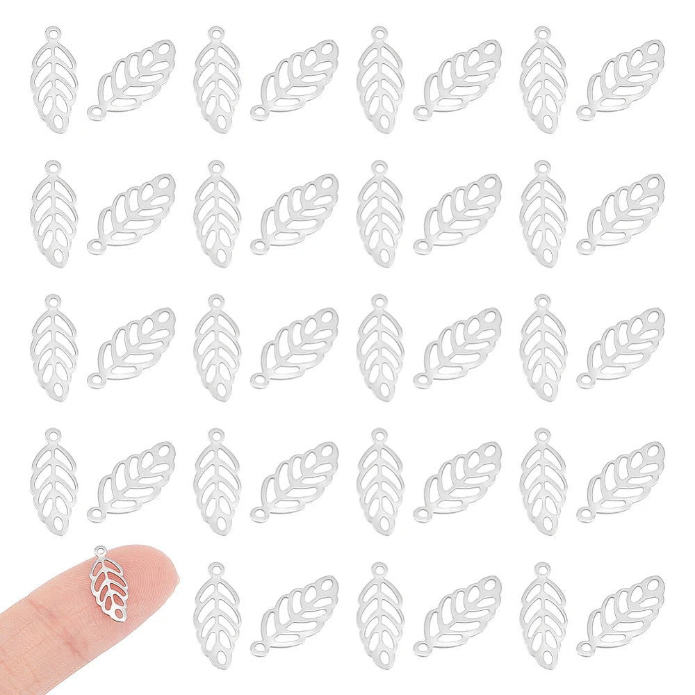 1box 300pcs Stainless Steel Hollow Leaf