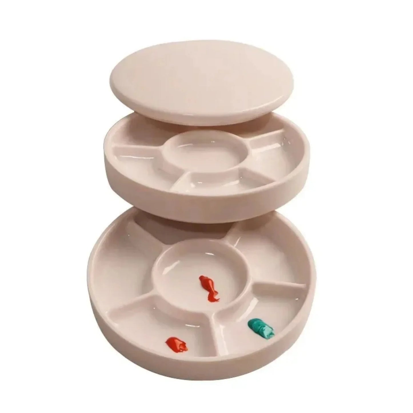 Imitation Porcelain Round Palette with Lid Acrylic Watercolor
