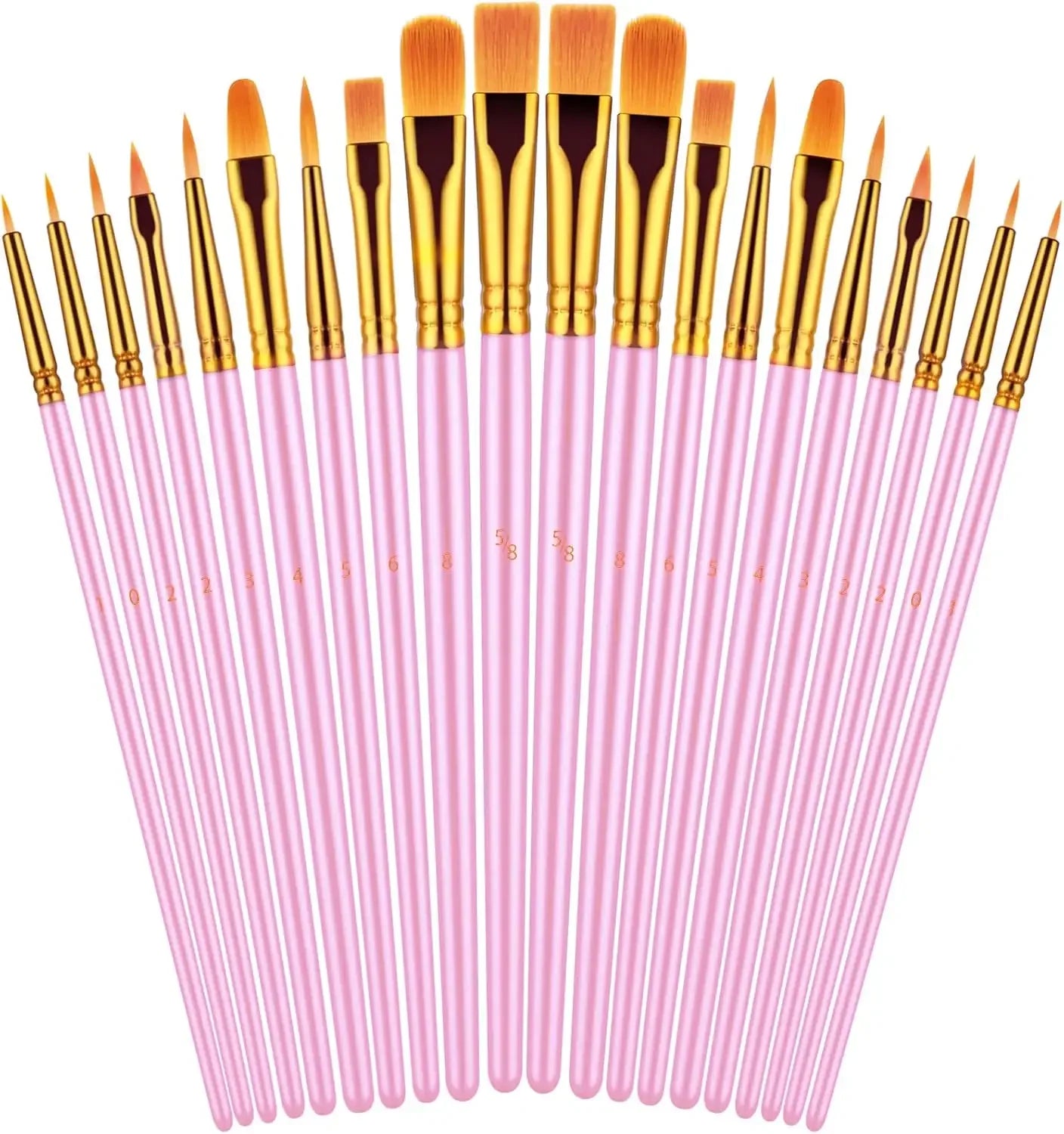 20 Oil Watercolor Acrylic Paint Brushes
