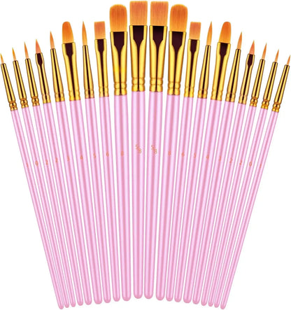 20 Oil Watercolor Acrylic Paint Brushes