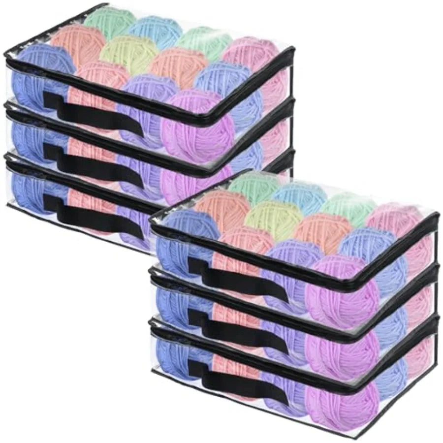 6 Pack Clear Yarn Storage Bags 16x12x4