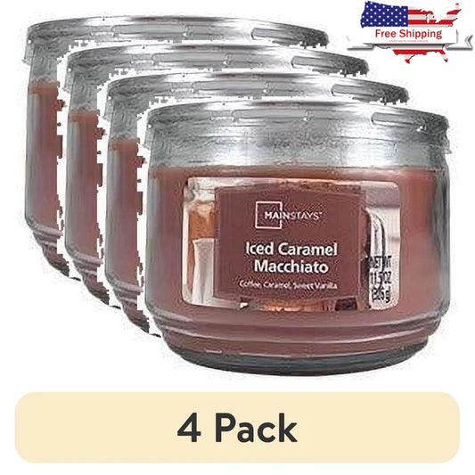 4 Pack Iced Caramel Macchiato Scented 3-Wick Jar Candle