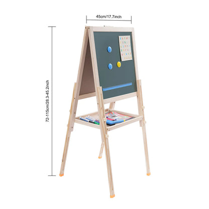 Kids Art Easel Stand Adjustable Wood All-in-One