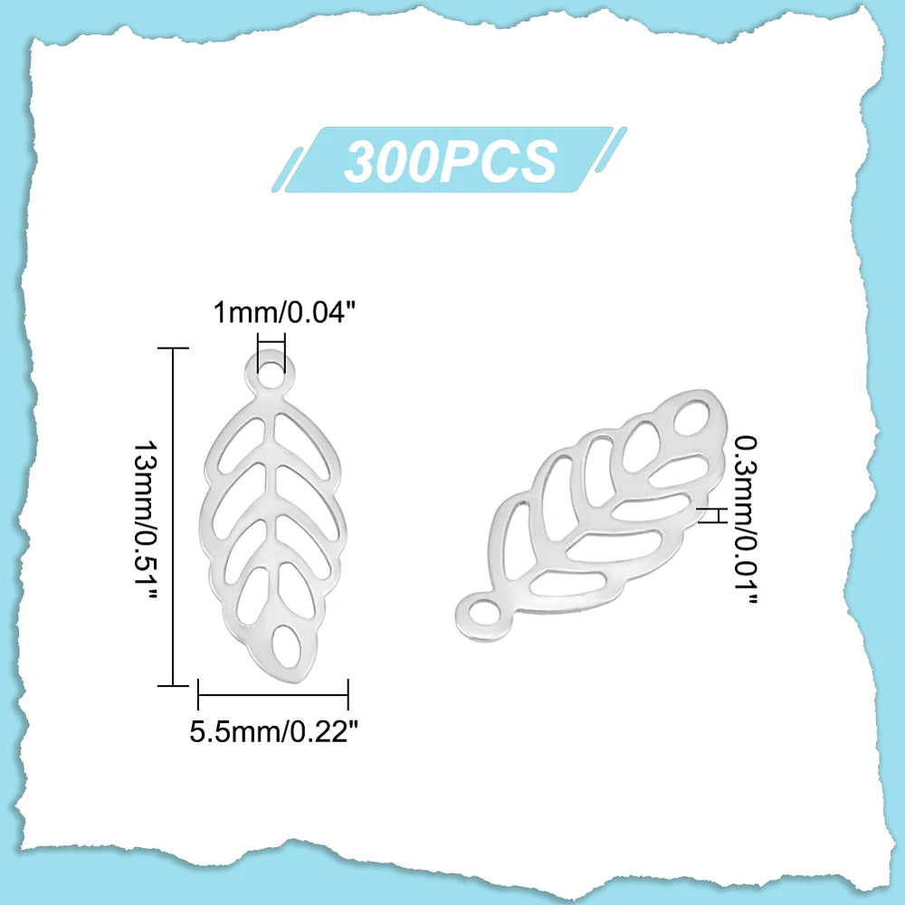 1box 300pcs Stainless Steel Hollow Leaf