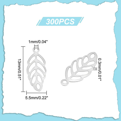 1box 300pcs Stainless Steel Hollow Leaf