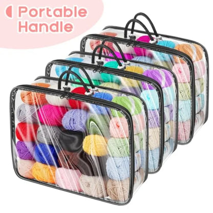 3Pack Clear Yarn Storage Bags for Crafters 12x16x4