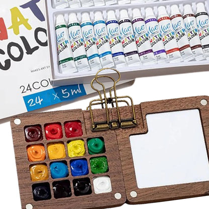 Multi Colors Wooden Grid Paint Box
