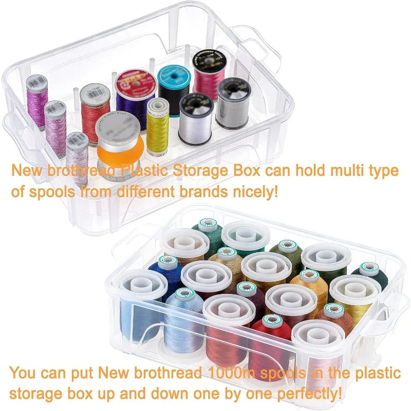 Embroidery Machine Thread with Clear Plastic Storage Box