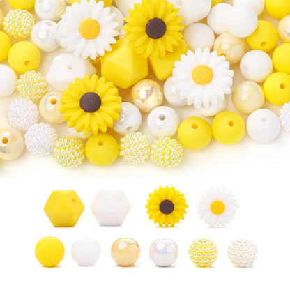 70Pcs Little Daisy Silicone Beads