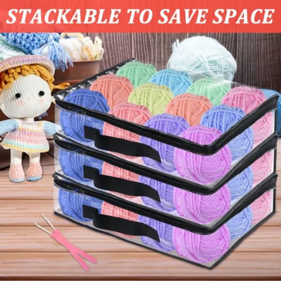 6 Pack Clear Yarn Storage Bags 16x12x4