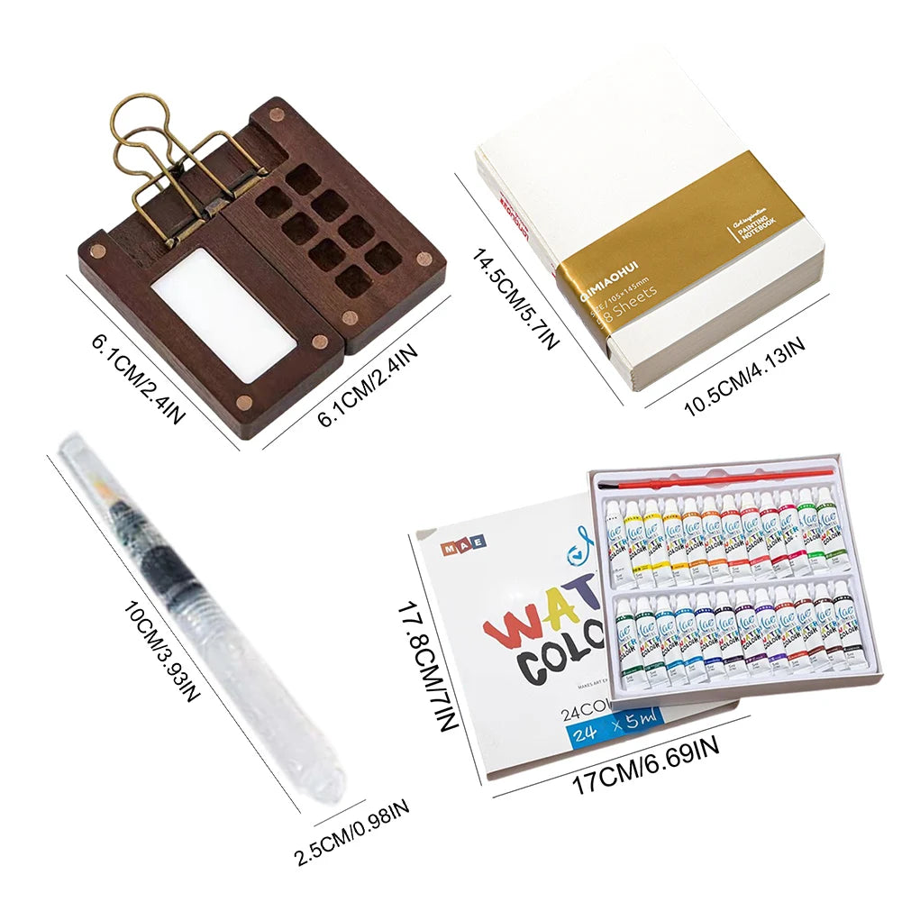 Multi Colors Wooden Grid Paint Box