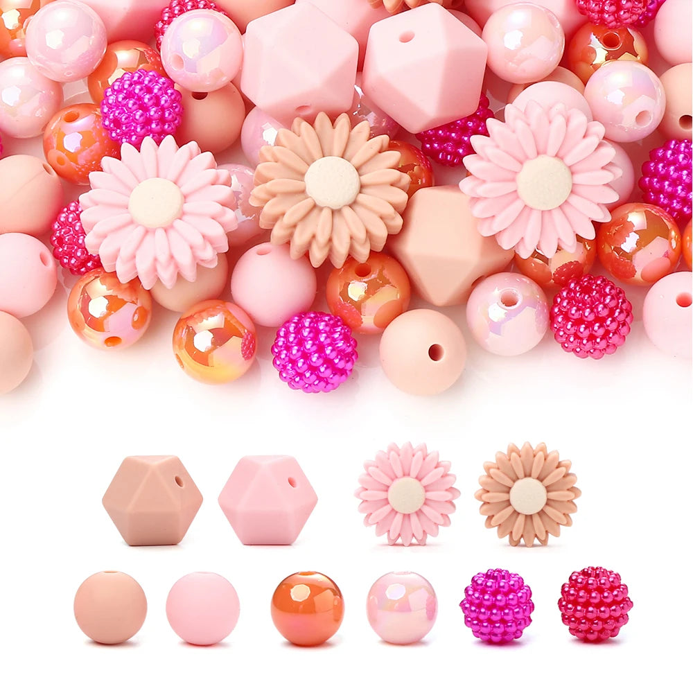 70Pcs Little Daisy Silicone Beads