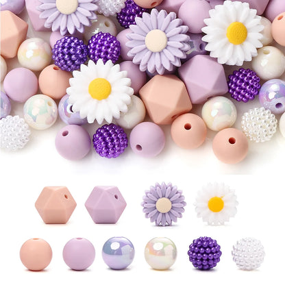 70Pcs Little Daisy Silicone Beads