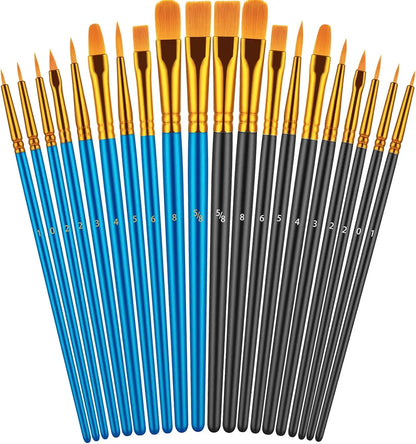 20 Oil Watercolor Acrylic Paint Brushes