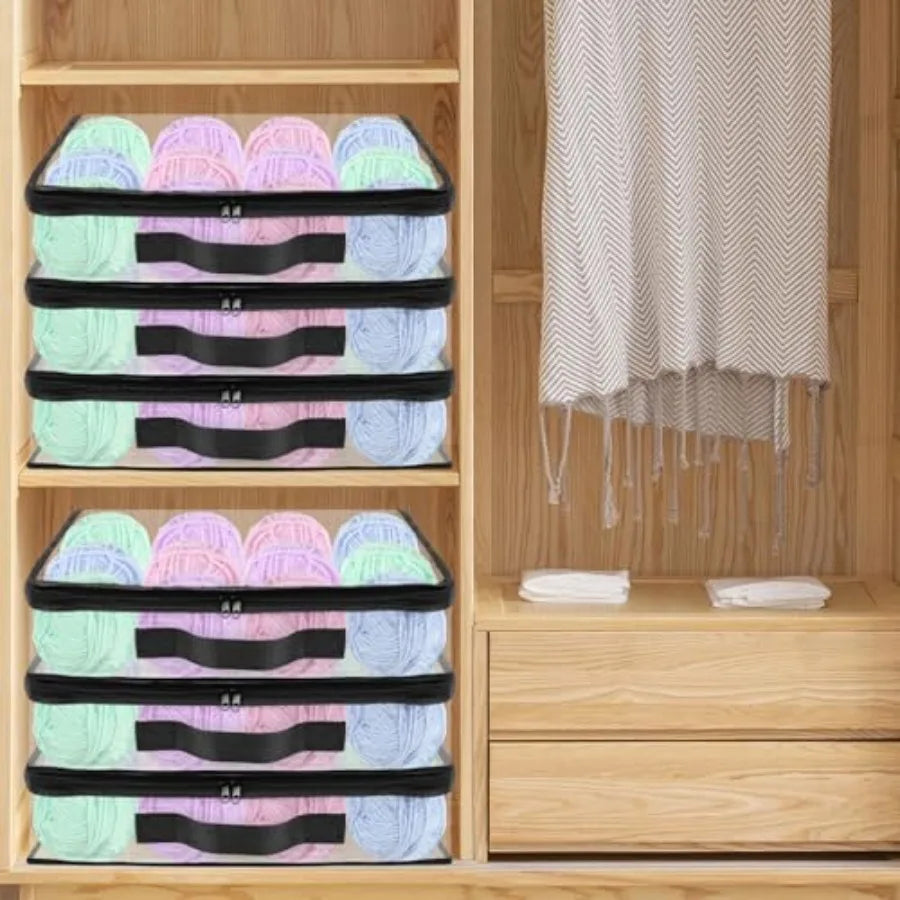 6 Pack Clear Yarn Storage Bags 16x12x4