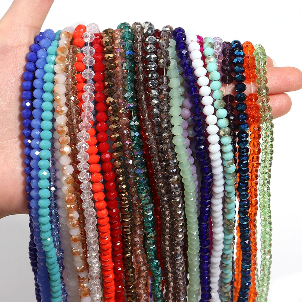 Rondelle Flat Faceted Crystal Beads