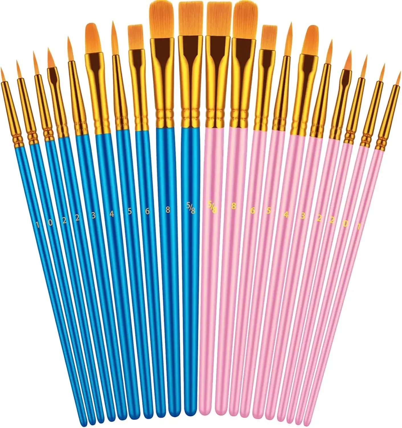 20 Oil Watercolor Acrylic Paint Brushes
