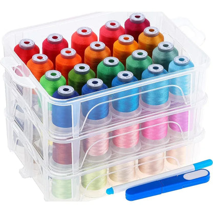 Embroidery Machine Thread with Clear Plastic Storage Box