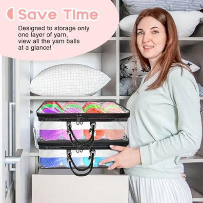 3Pack Clear Yarn Storage Bags for Crafters 12x16x4