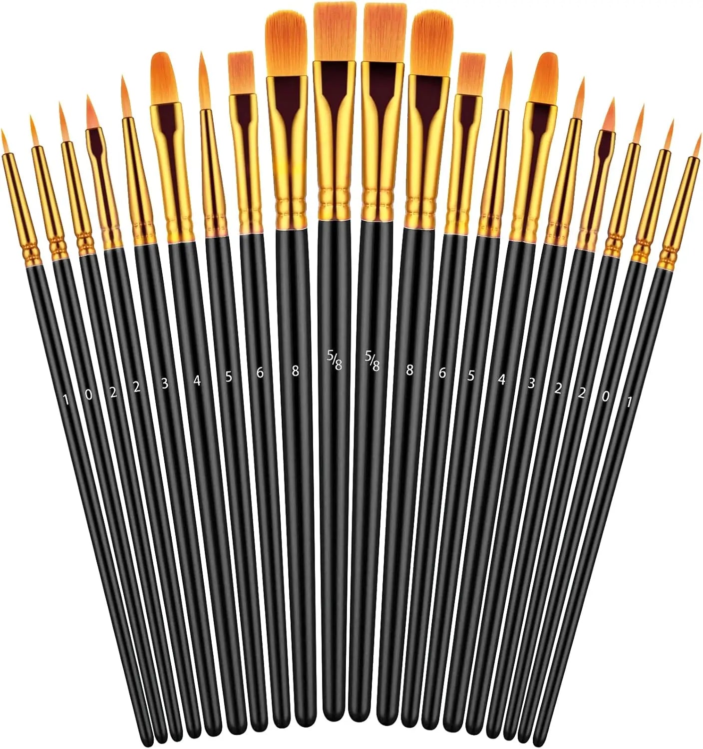 20 Oil Watercolor Acrylic Paint Brushes