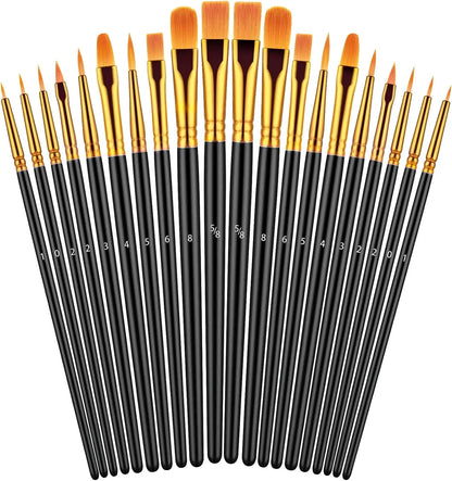20 Oil Watercolor Acrylic Paint Brushes
