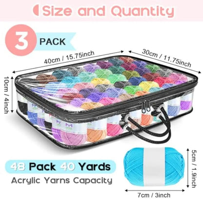 3Pack Clear Yarn Storage Bags for Crafters 12x16x4