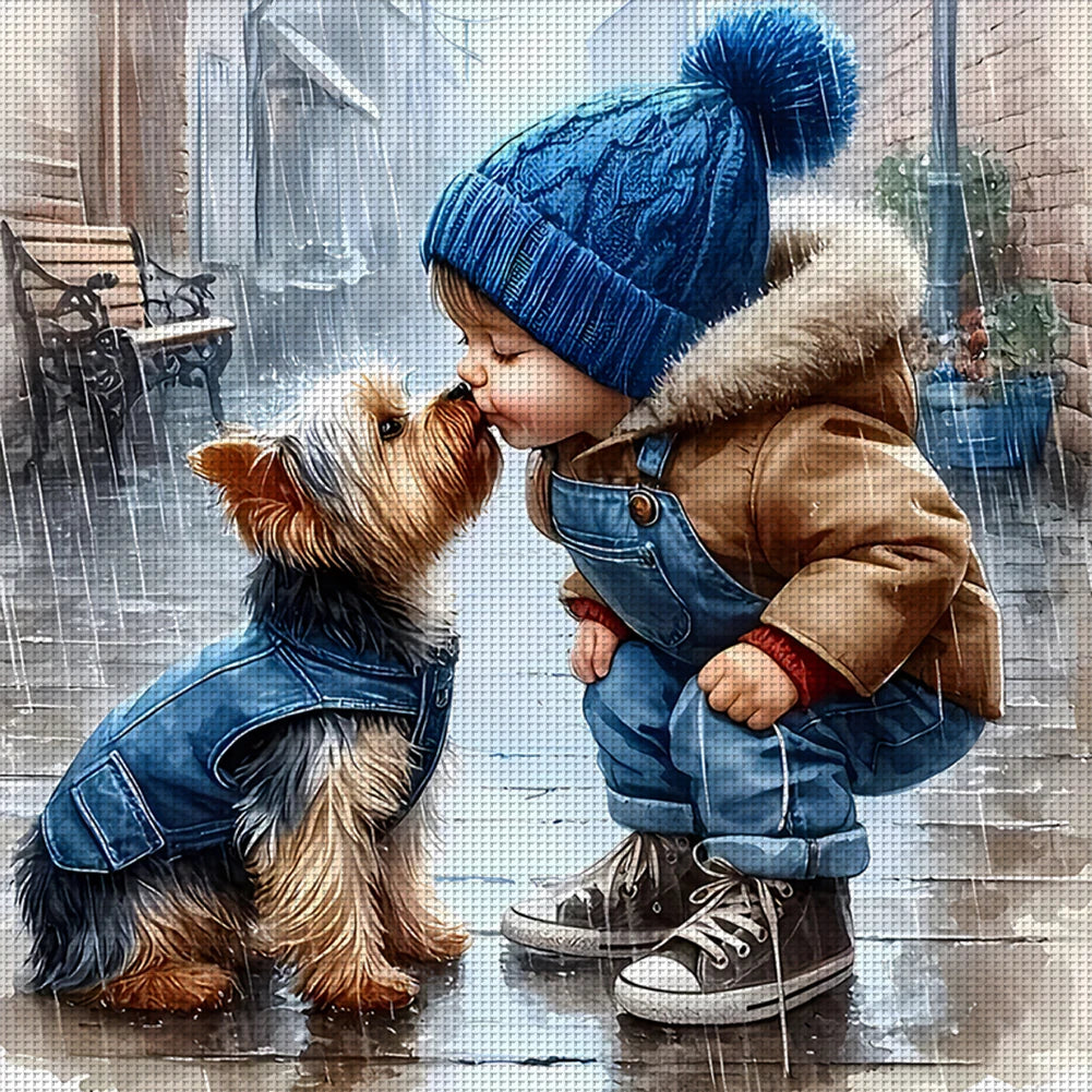 Printed Boy Cross Stitch Kit Art 40x40cm