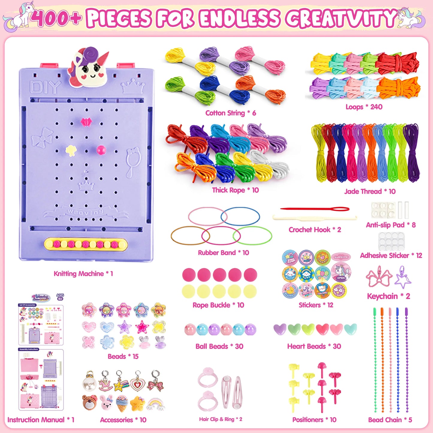 400PCS Weaving Making Kit for Girls