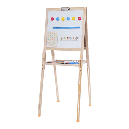 Kids Art Easel Stand Adjustable Wood All-in-One