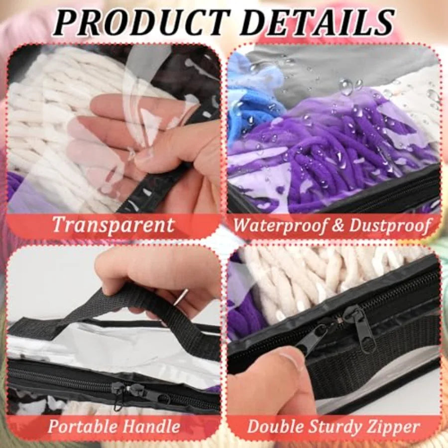 6 Pack Clear Yarn Storage Bags 16x12x4